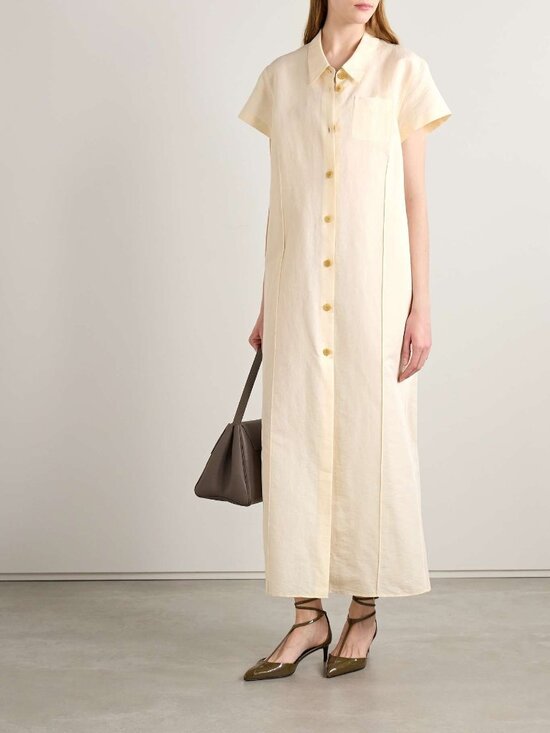 KHAITE Dresses & Skirts - NWT KHAITE Effy silk and cotton-blend organza midi shirt dress SIZE M